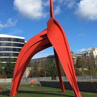 Sculpture de jardin moderne en acier inoxydable et fer, grand miroir géant, art urbain extérieur, figurine humaine ange flamme, taille réelle, pour événement