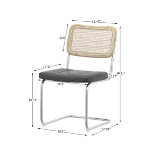 Juego DB de 2 sillas de comedor de cuero gris con respaldo alto y esponja de alta densidad para comedor, sala de estar o dormitorio - Product Image 5