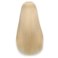Tête d'entraînement en cheveux humains blond platine de 20 pouces de qualité supérieure avec pince de table, permable et décolorable, pour la pratique en salon (vente en gros)