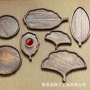 Wooden <b>Trays</b> For <b>Tea</b> And Snacks Ginkgo Leaf Shape Natural Wood Home Coffee Shop Serving <b>Tray</b> - Product Image 1