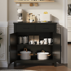 Aparador moderno estilo granja con 2 cajones y 2 puertas, aparador de suelo, mueble de almacenamiento para cocina, barra de café - Product Image 5