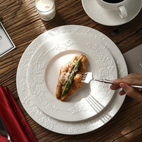 Assiette plate en céramique moderne et minimaliste à motif uni, passe au micro-ondes, vaisselle émaillée pour steak, dessert, salade, petit-déjeuner, collation