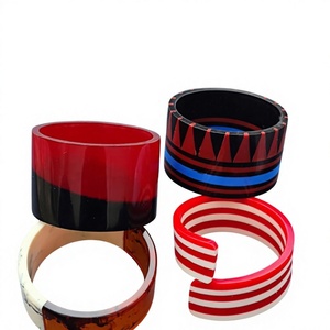 Best Resin <b>Bangle</b> Cuffs Fashion Artistic Jewelry Round Shape Red Black Blue Striped Pattern Casting Technique Gifts for Woman - Product Image 1