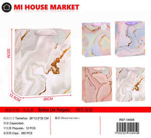 Sacchetto Regalo in Carta con Design Marmorizzato e Dettagli Dorati per Bomboniere - Product Image 3