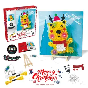 3d String Art Kit Diy Kerst Rendier Light-Up Santa Claus Editie Decoratie Xmas Vakantie Ambachtelijke Kit String Art Patroon