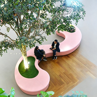 B99 Banc-fleurier créatif artistique en PRV, siège long pour hall d'hôtel, salle de sport, extérieur, bureau, décoration de bâtiment
