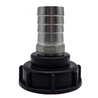Adaptateur pour réservoir IBC en acier inoxydable S60x6 2 pouces filetage femelle vers embout de tuyau de 25 mm