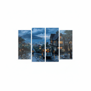 KayraHome Istanbul Cityscape Art Deco Panel <b>Canvas</b> Print Set of 4 Modern Urban Turkey Wall Hanging Art with Clear <b>Frame</b> - Product Image 2