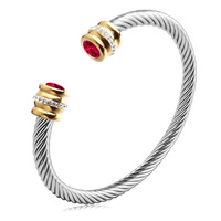 Neues Trendiges Edelstahl-Zirkon Büro/Karriere Feder Großer Kreis Offener Armreif Boho Armband-Set für Damen Schmuck