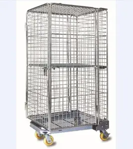 Heavy Duty High Quality China Stackable Foldable Collapsible Supermarket Mesh Storage Roll Cage