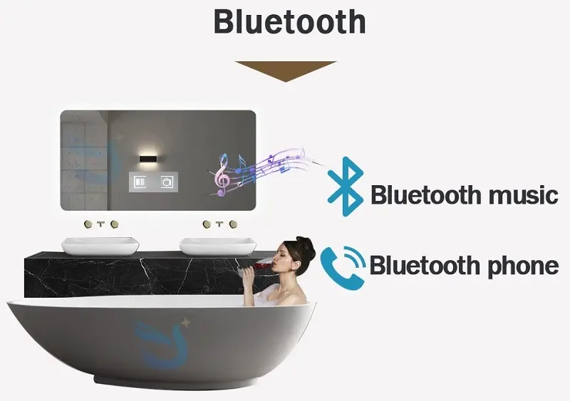 Yeni çift düğme Bluetooth banyo akıllı dokunmatik ayna LED dimmer anahtarı dokunmatik sensör anahtarı ile müzik ve anti-sis