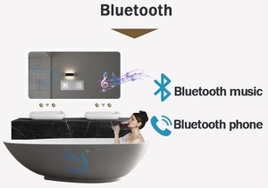 新型双按钮浴室智能触摸镜 LED 调光开关 触摸感应开关 带音乐和防雾功能 - Product Image 2