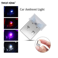 TECH-KING-Lámpara de ambiente interior para coche, kit de iluminación ambiental, decoración Led nocturna, Mini lámpara de ambiente de luz LED USB Universal