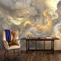 Papier peint mural 3D personnalisé en marbre doré effet fumée, texture grise de luxe pour salon, entrée, décoration intérieure