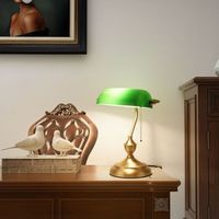 Lampe de table en verre LED de style bancaire rétro classique, lampe semi-étagère réglable en hauteur pour salon, bureau, chevet, bureau d'étude