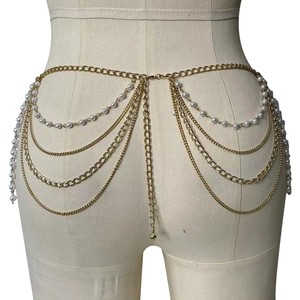 Chaîne de taille vintage rétro minimaliste sexy en métal pour <span class=keywords><strong>femme</strong></span>, polyvalente, avec pampilles et perles, bijou de corps élégant pour fiançailles - Product Image 5