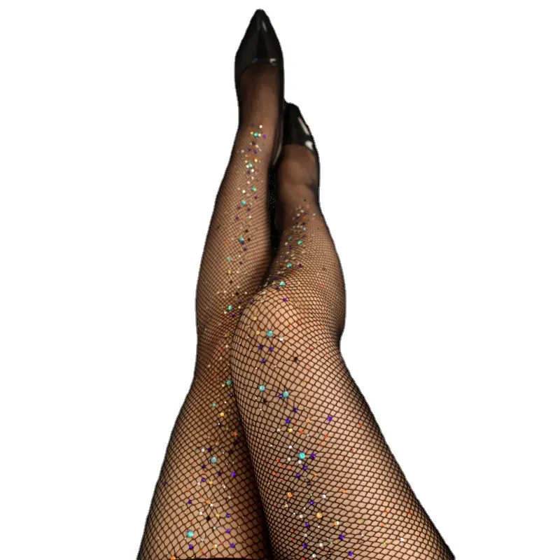 European new style high elastic fishnet tights with colorful diamond sexy fashion pantyhose
