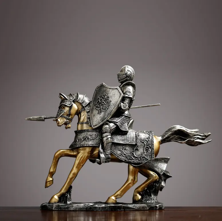 Estátua de resina do guerreiro do armadura, cavaleiro medieval, resina, escultura estátua humana, escultura