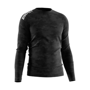 เสื้อยืดออกกำลังกายแบบมีลายทาง แขนยาว สำหรับผู้ชาย รับผลิตเสื้อผ้ากีฬาแบบ OEM/ODM พร้อมสกรีนโลโก้ตามสั่ง - Product Image 3