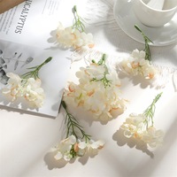 Bunga Hydrangea Buatan Tangan 4 Kuntum Sutra Kecil untuk DIY Jepit Rambut, Aksesoris Rambut Pengantin Pernikahan, Hari Valentine, Wisuda, Paskah