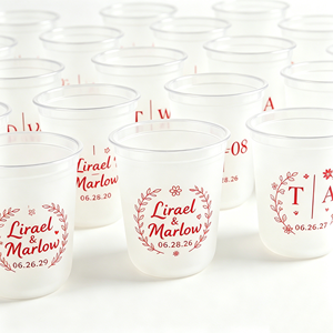 Vasos de Plástico PP Transparente al por Mayor, Libres de BPA, Vasos para Estadios con Logotipo Personalizado, Nombre o Escudo Impresos, Vasos Esmerilados de 8oz, 10oz y 20oz para Bodas - Product Image 1