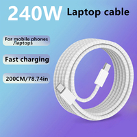 Cable de Carga Rápida USB-C a USB-C, Ultra Grueso y Trenzado, Transferencia de Datos, PD, 240 W Máx., 2 m