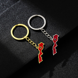 Nuovo <span class=keywords><strong>marocco</strong></span> portachiavi bandiera mappa per gli uomini delle donne in acciaio inox portachiavi portachiavi Color oro gioielli Vintage accessorio amuleto - Product Image 2
