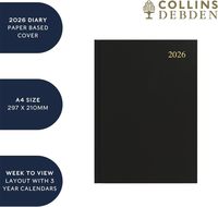 Collins-Essential-2026 12 Mois Calendrier Année Planificateur Semaine À Voir Journal A4 Cuir Bleu Foncé Or Estampage (ESSA43.65-26)