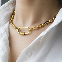 Collier ras du cou en acier inoxydable couleur or/argent, bijou de mode pour fête, chaîne punk à maillons longs pour femmes et hommes