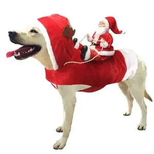 En çok satan noel yeni yıl kış yumuşak kırmızı lüks Pet köpek giysileri ceket demeti sıcak Pet kapşonlu giyim