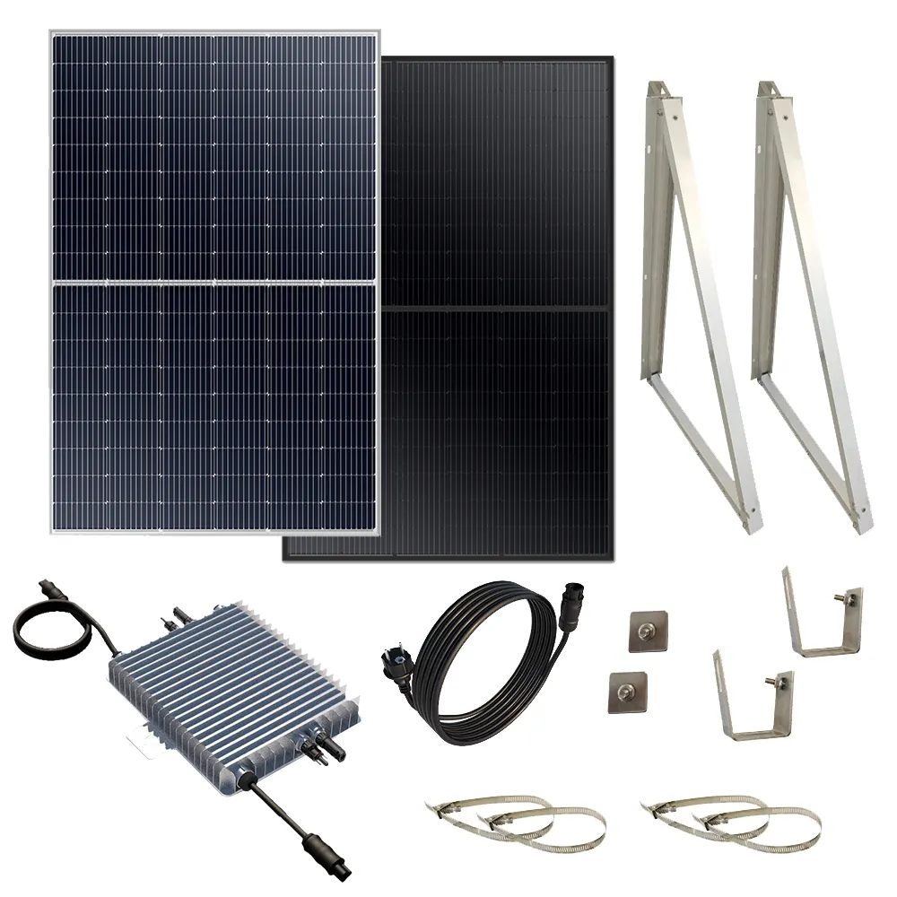 Jerman balkon solar power station 600 watt deutschland kit panel surya dan microinverter, termasuk braket surya