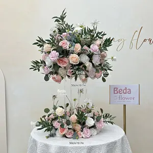 Beda Best Sell Customize Artificial Pink Rose Silk Flower Ball Real Teach Wedding Party Decoration Bouquet Table Centerpiece