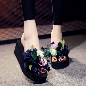 Women's Summer Thong <b>Sandals</b> Thick Soled Platform Wedge Heel Non Slip Fashionable Outdoor High Heeled Beach Vacation <b>Sandals</b> - Product Image 4