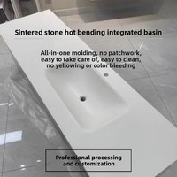 En stock, Plan de lavabo de salle de bain moderne et minimaliste, monobloc sans joint, en dalle carrée ou rectangulaire, façonnée à chaud
