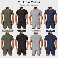 Ensemble de sport 2 pièces pour homme, séchage rapide, respirant, extensible dans 4 directions, léger, coupe ajustée, anti-transpiration, t-shirt et short de course