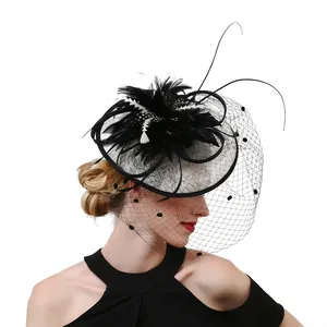 Nuevo diseño, velo con plumas Fascinator, sombrero Sinamay para carreras/boda