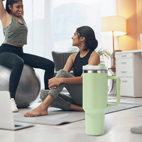 Vaso Térmico de Acero Inoxidable 304 de 40oz con Asa Grande, Botella de Agua con Aislamiento al Vacío de Doble Pared, Recubrimiento en Polvo, Taza de Viaje Personalizable