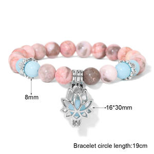 <span class=keywords><strong>Bracelet</strong></span> lumineux Bestone 8 mm avec perles creuses en pierre de <span class=keywords><strong>lotus</strong></span>, perles qui brillent dans le noir, <span class=keywords><strong>bracelet</strong></span> en améthyste naturelle pour cadeau - Product Image 5