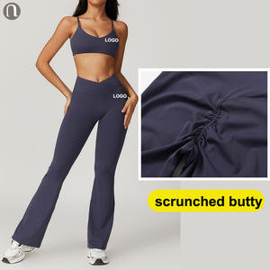 LuluyunレディースソリッドフレアヨガパンツVクロスオーバーハイウエスト隠しシュクランチブートカットプラスサイズ4ウェイストレッチバットリフティング - Product Image 2