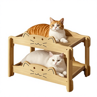 Hamac griffoir pour chat à 2 niveaux en bois, avec panneau de griffage en sisal, lit-nid résistant à l'humidité pour plusieurs chats