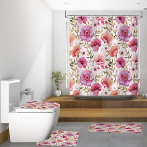 Tenda da Doccia di Lusso con Motivo a Bouquet di Perle, Elegante Stile Fantasia 3D con Diamanti, Set Tappetino e Tenda in Poliestere per Arredo Bagno - Product Image 2