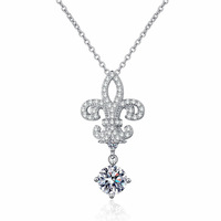 Collier pendentif croix iris en argent sterling S925 pour femme, plaqué or, avec moissanite de 1 carat de haute qualité couleur D