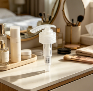 Dispensador de plástico con bomba de bloqueo izquierda/derecha antivuelco para jabón de manos, loción corporal y botellas de cosméticos. - Product Image 3