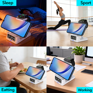 <span class=keywords><strong>Meilleur</strong></span> vendeur Station de charge sans fil à charge rapide 15W multifonctionnelle avec horloge et veilleuse - Product Image 3