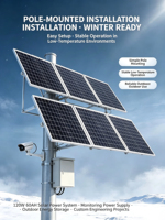 Sistema Solar DC de 666 Wh, Kit Solar de 12 V, 24 V, 48 V, Panel Solar de 120 W, Kit Completo para Cámaras CCTV PTZ 4G de Gran Zoom y Sensores