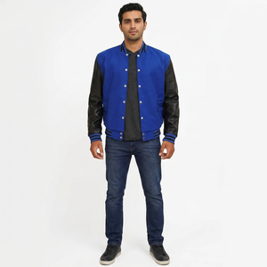 Custom <b>Men's</b> Classic Baseball Style Winter Varsity <b>Jacket</b> <b>Long</b> Sleeves High Quality Letterman Plus Size Stand Front - Product Image 1