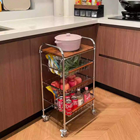 Nouvelle charrette de cuisine pliante en métal de style chinois, à cinq niveaux, multifonctionnelle, pour fruits, légumes et collations, en acier au carbone mobile