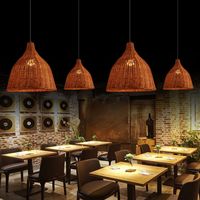 Lampadario retrò in rattan intrecciato, paralume personalizzato in paglia artistica per ristorante, lanterna intrecciata in stile sud-est asiatico
