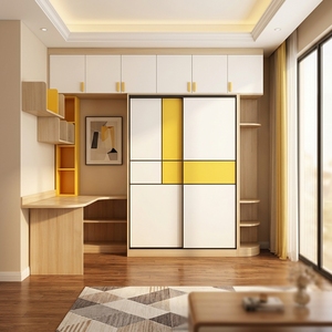 <span class=keywords><strong>Armoire</strong></span> <span class=keywords><strong>coulissante</strong></span> moderne pour chambre à coucher avec bureau intégré, grand rangement, organisateur de placard en bois pour petites pièces, mobilier de maison - Product Image 1