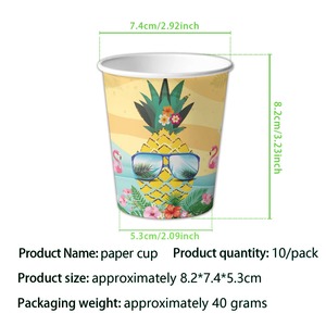 Hawaii dứa theo chủ đề dùng một lần Bộ đồ ăn cho sinh nhật ngày Valentine bên cốc giấy tấm trái cây mùa hè mát mẻ - Product Image 2